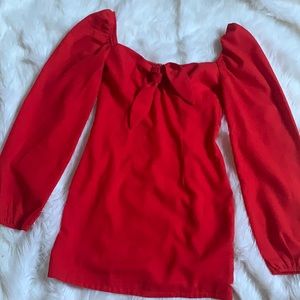 FASHION NOVA red long sleeve tie dress